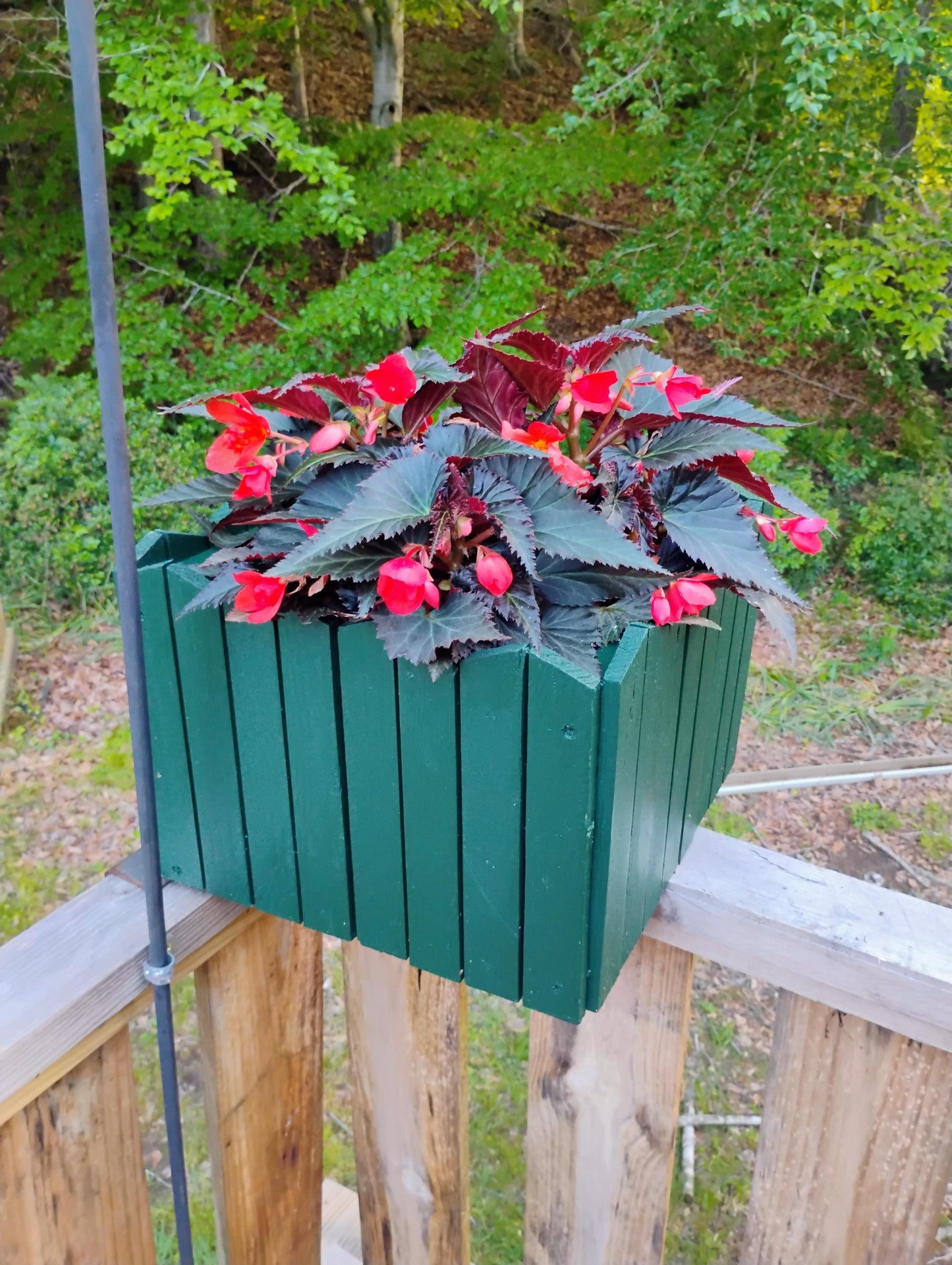 Planter wood 13" Angle  top picket, tabletop or hang, recycled wood