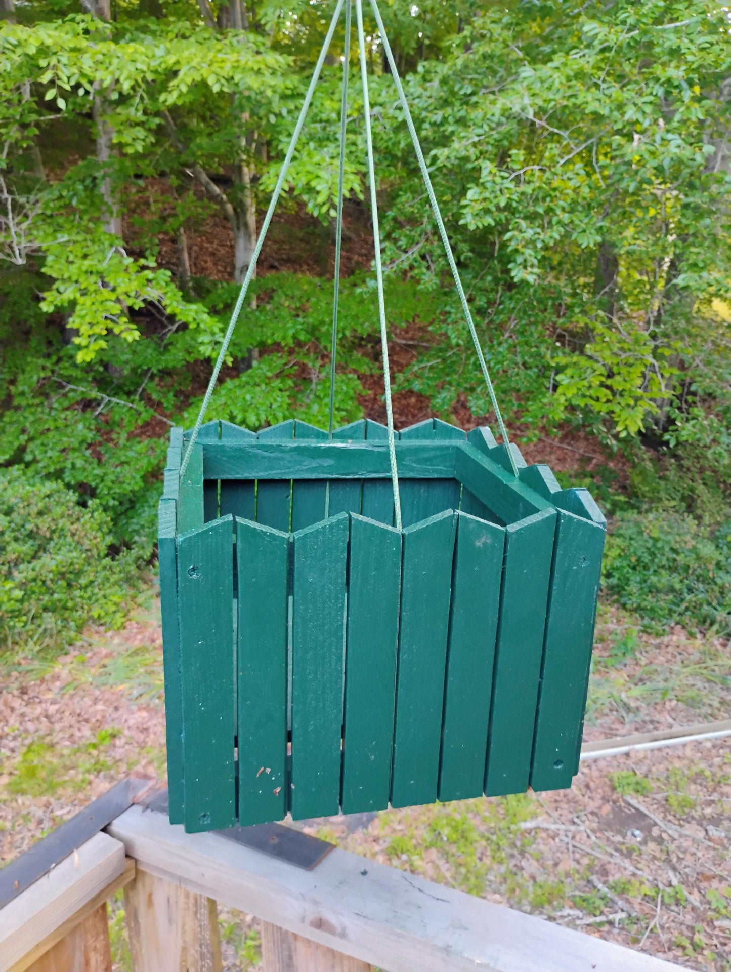 Planter wood 13" Angle  top picket, tabletop or hang, recycled wood