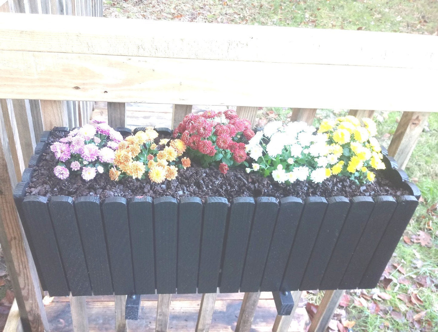 Round Top Picket  Window Box  Wood Planter