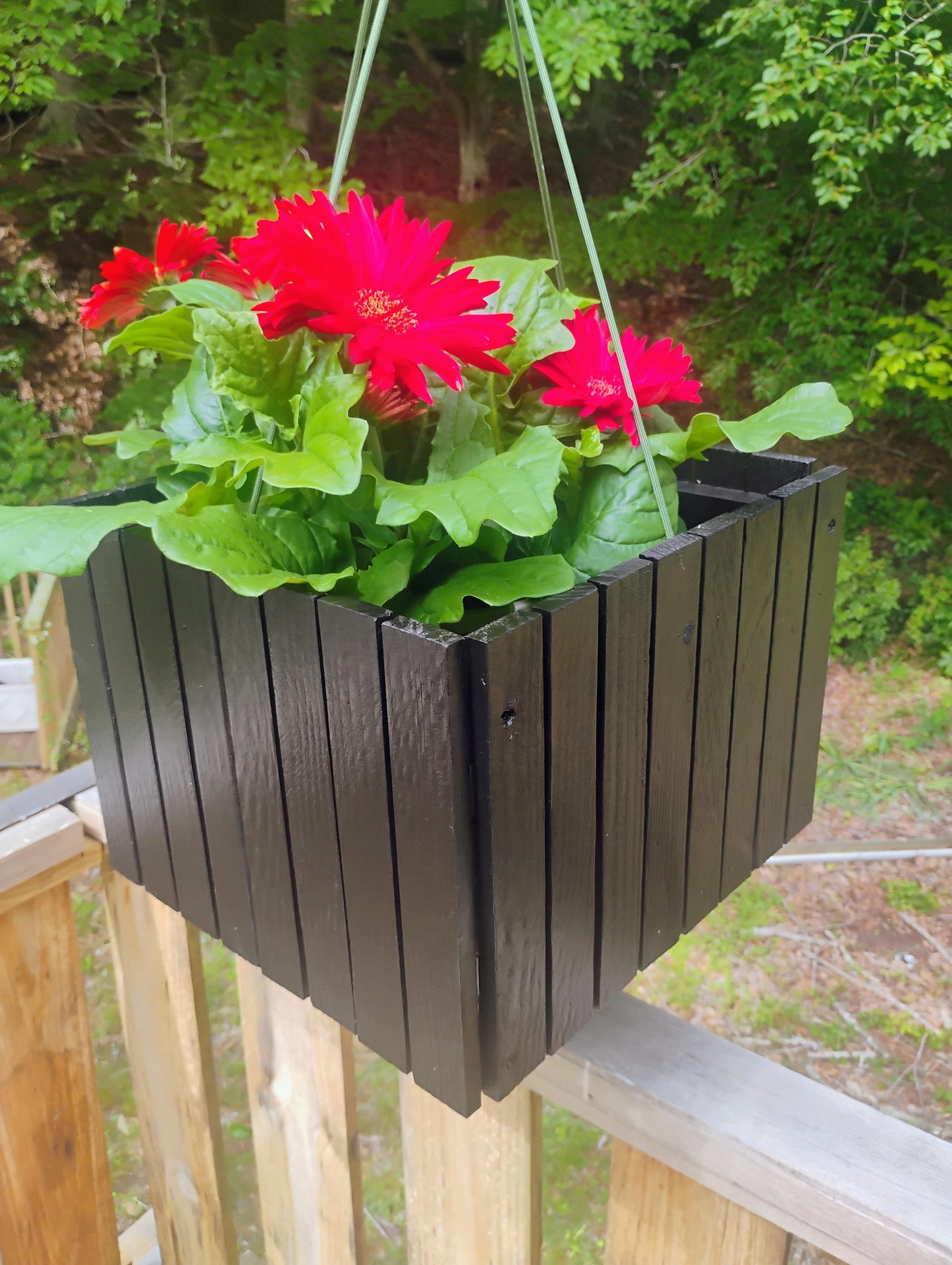 Planter wood 13" tabletop or hang, recycled wood