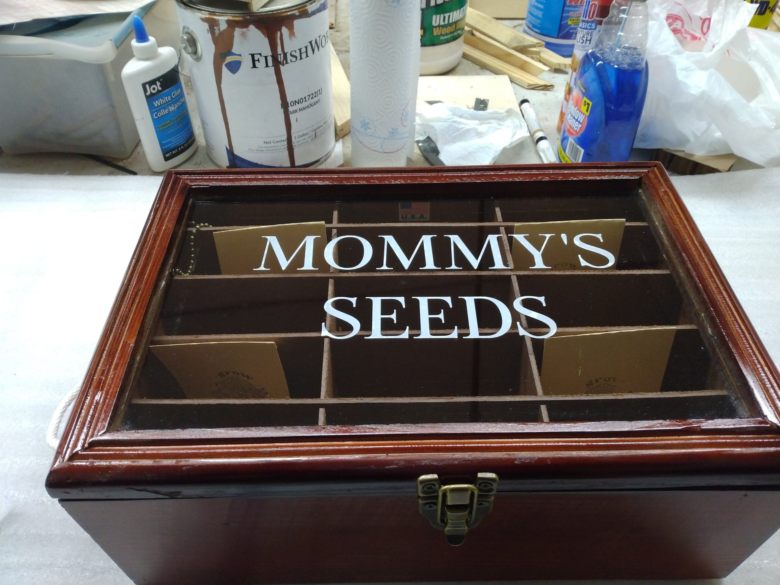 Wooden Seed Box, Seed Storage Box, DIY Seed Box Seed Packet Storage, G