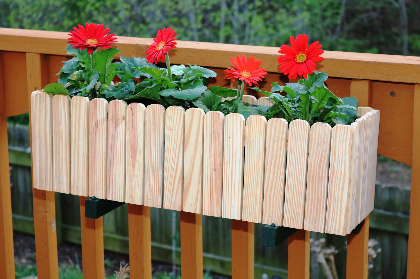 Round Top Picket  Window Box  Wood Planter
