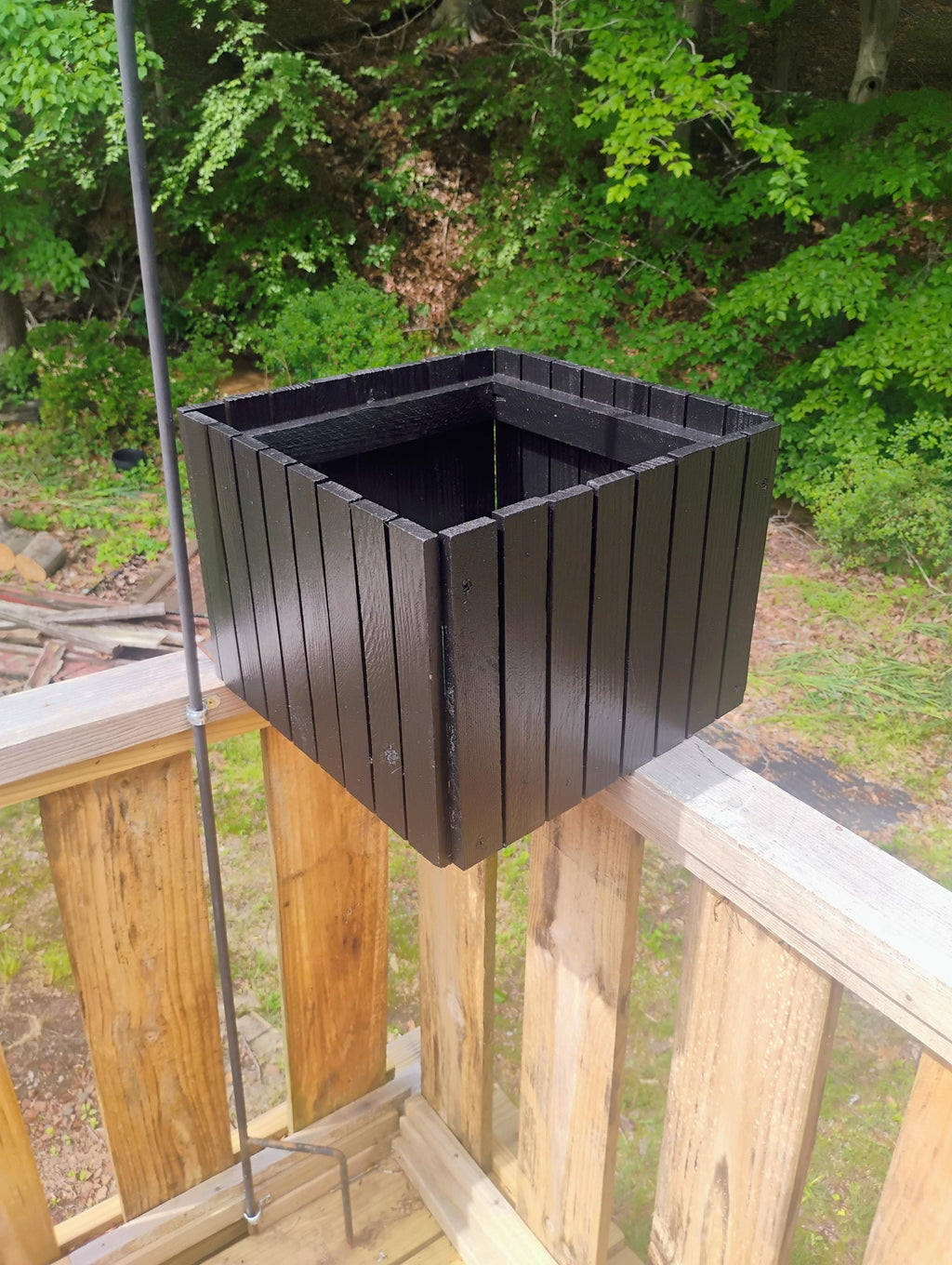 Planter wood 13" tabletop or hang, recycled wood