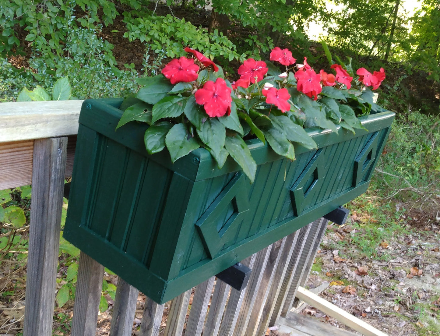 Window box, wood diamond pattern