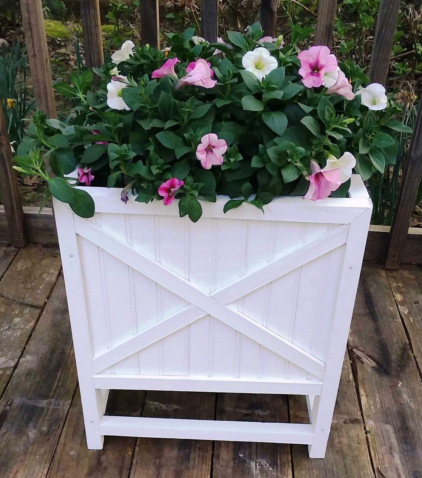 Decorative Planter Box 20" Crossbuck, Wooden Planter Box Large Planter Box, Wooden Planter, Wood Planter Box, 0utdoor Planter